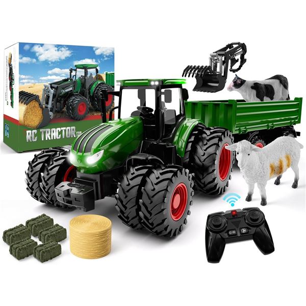 RC Tractor Alloy Farm Machine for Ages 3 and Up, 1:24 Scale
