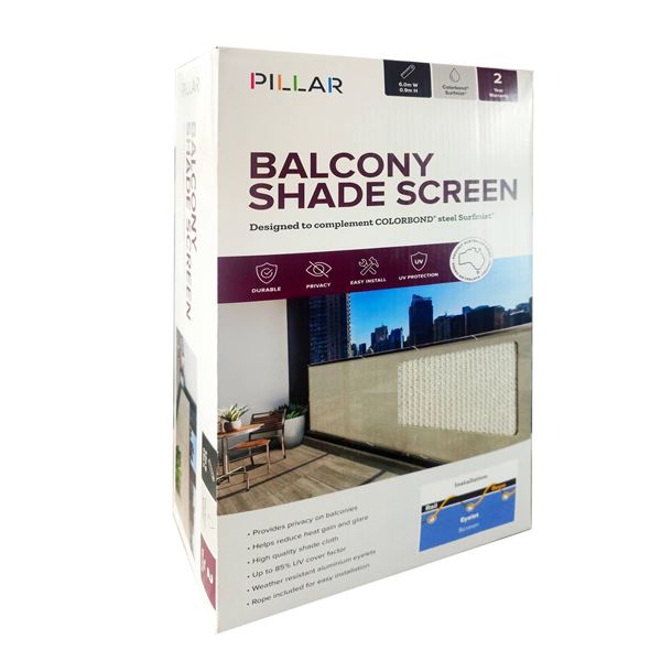 HDPE Balcony Privacy Screen in Beige, 2x3m