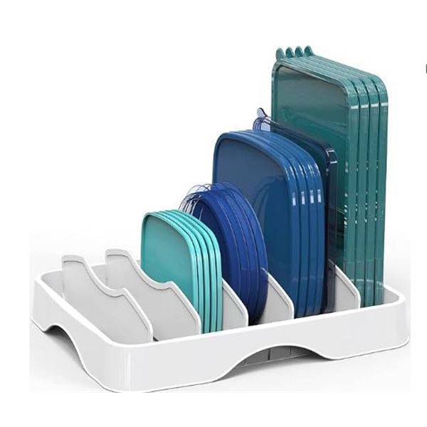 Simple Houseware Food Container Lids Storage Organizer with Adjustable Dividers, 13”x10[x=#