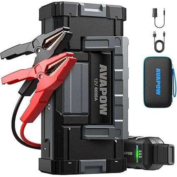 Avapow A68 6000A Car Jump Starter with Power Bank and LED Flashlight