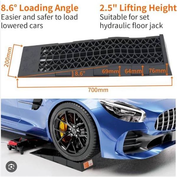 Ouleme Compact Low Profile Car Ramp, 2 Pieces, 2.5 KG Each, Made in China