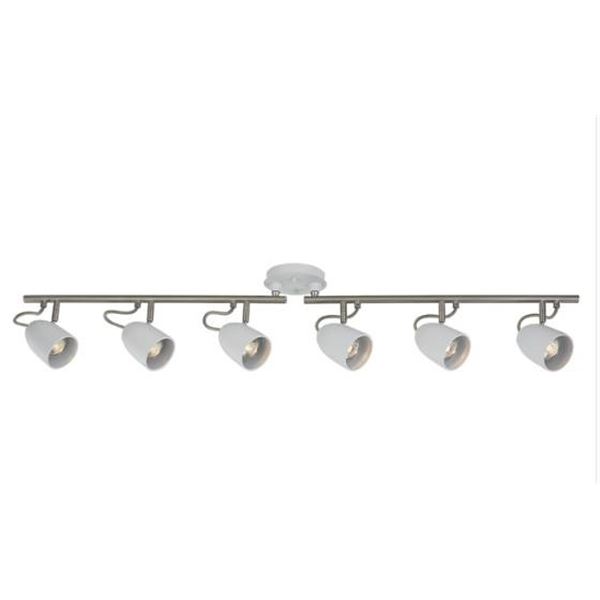 Project Source 6-Head Track Light With White Finish and Brushed Nickel Accents