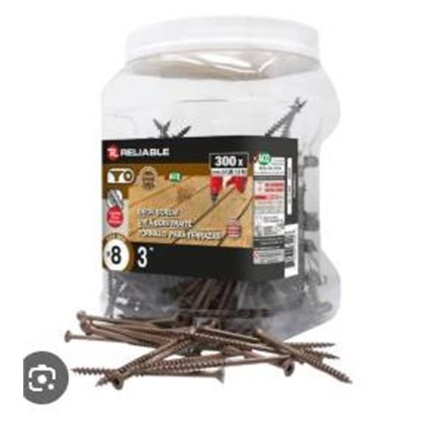 Reliable Deck Screws #8, 3in – 300 Pieces, Brown Finish