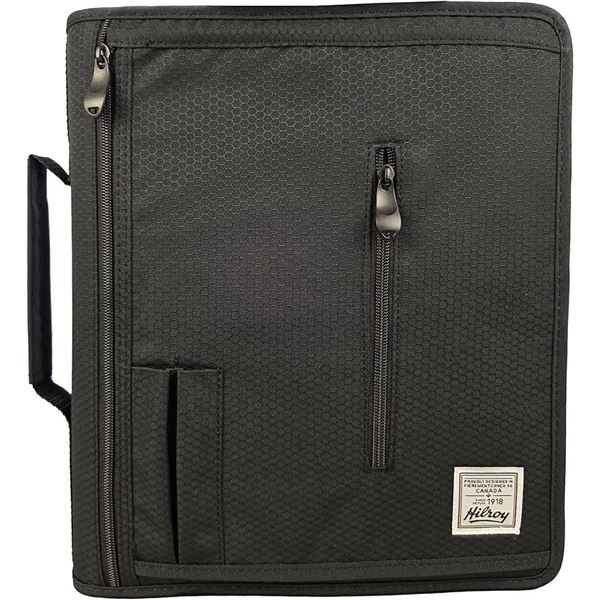 Black Fabric Carrying Case with Zipper Compartments and Handle