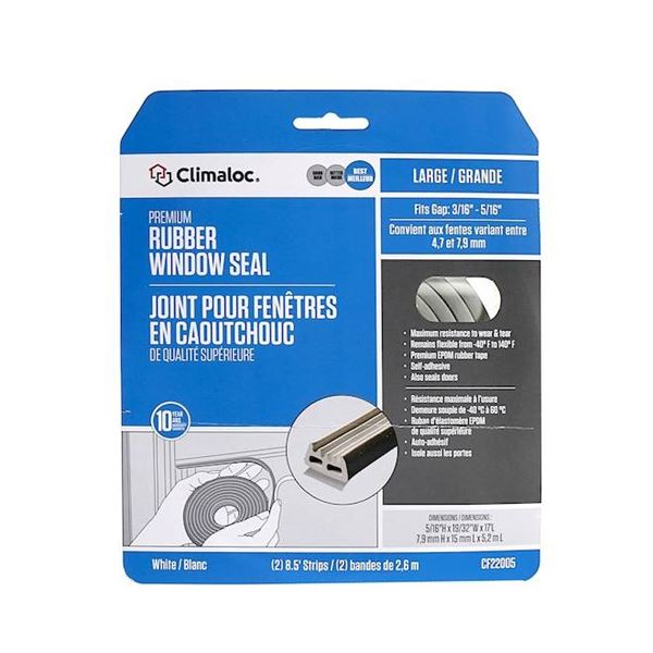 Climaloc Premium Rubber Window Seal Small, White, 10 ft