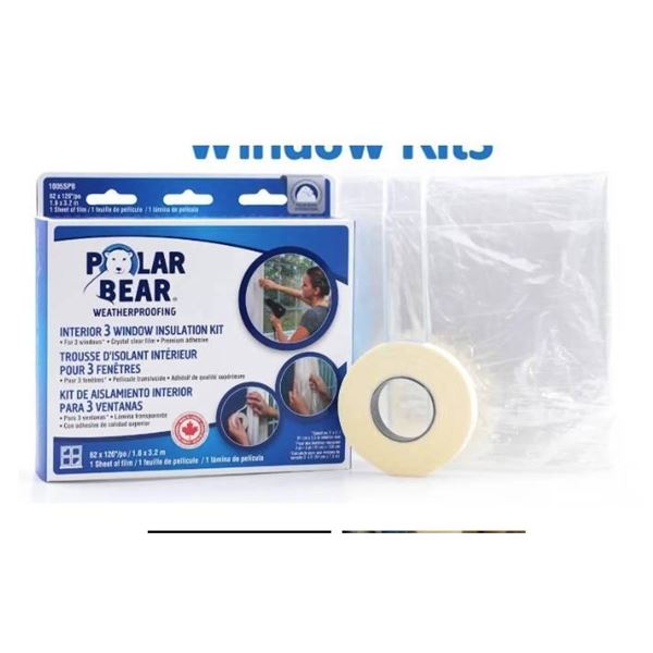 Lot of 12 Polar Bear Weatherproofing 2-Interior Window Insulation Kit, Model 1007SPB