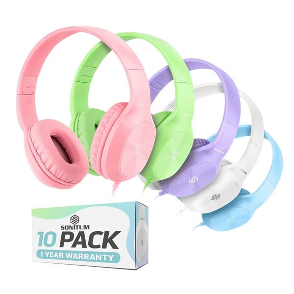 Sonitum On-Ear Headphones 10-Pack in Assorted Colors