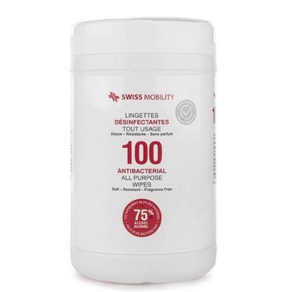 Swiss Mobility Antibacterial All-Purpose Wipes, 24×100 Wipes