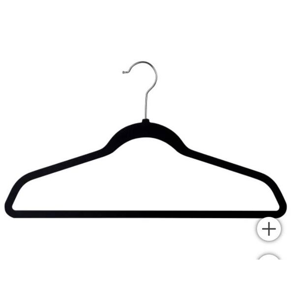 Lot of Black Velvet Hangers With Metal Hooks
