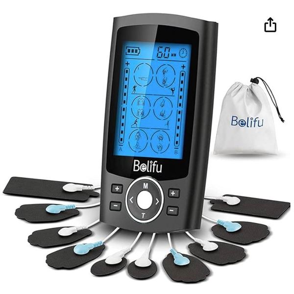 Belifu Dual Channel TENS EMS Unit 24 Modes Muscle Stimulator for Pain Relief Therapy, Electronic Pul