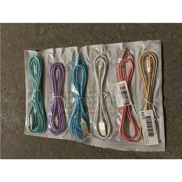 Six Braided USB Charging Cables for Various Cables