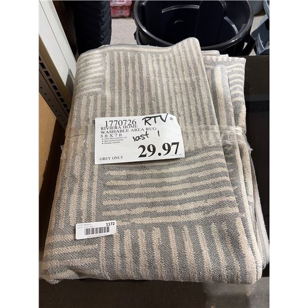 Riviera Home Washable Area Rug 5 ft x 7 ft – Grey Color