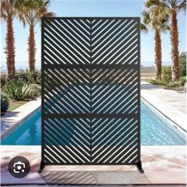 Black Metal Panel Divider With Chevron Design 71×45″