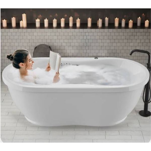 Anzzi FT-AZ102 Freestanding Bathtub, White, 161 lbs