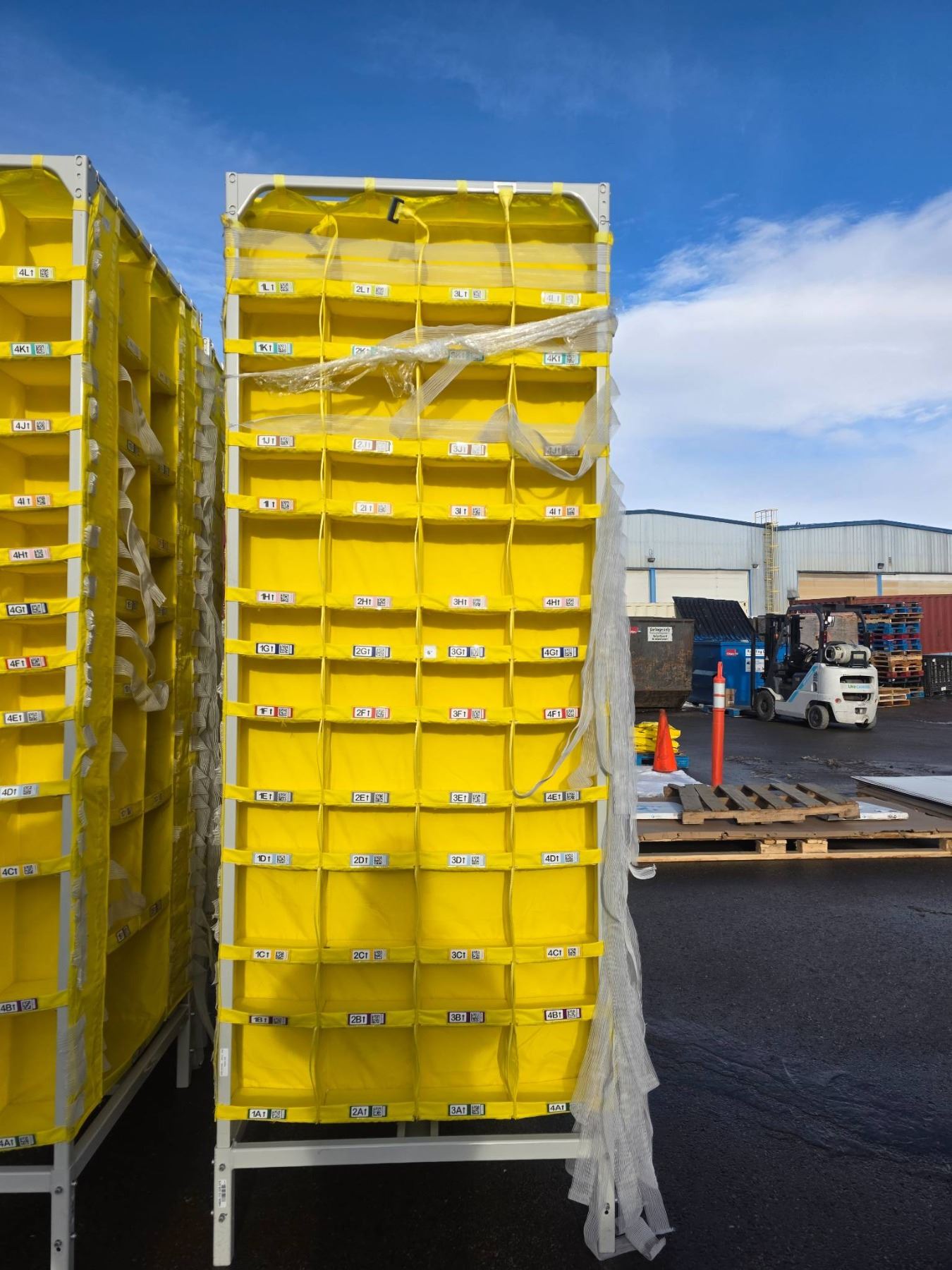 Yellow Fabric on Metal Frame Rolling Sorter – Aprox 8’x4’x4′ - A D ...