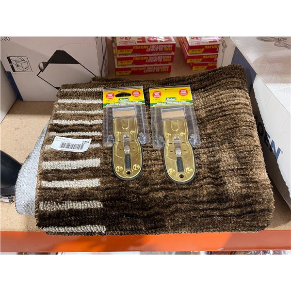 Combo Pack Razor Scrapers and Blades with Rug Mat Set