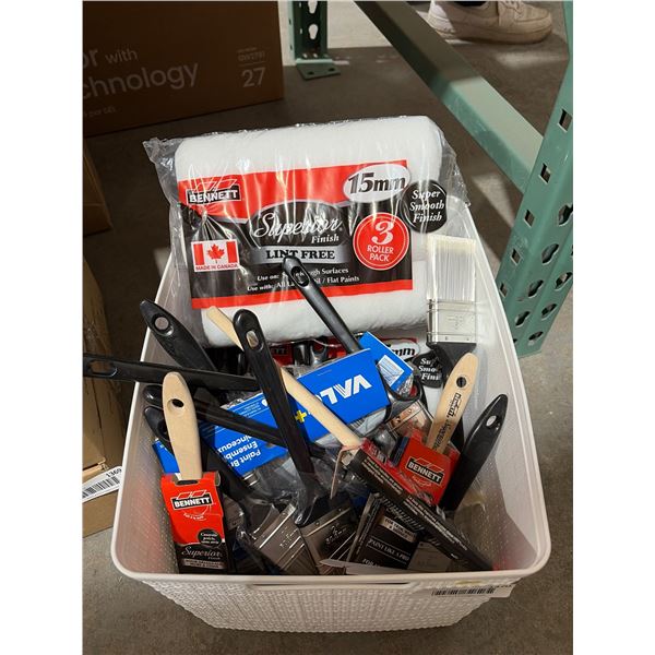 Painting Supplies with Brushes and Rollers