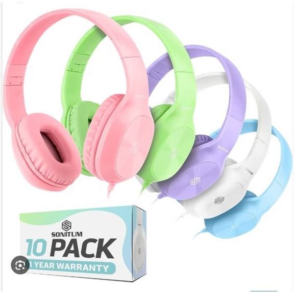 Sonitum On-Ear Headphones Set – 10 Units, Lightweight and Adjustable
