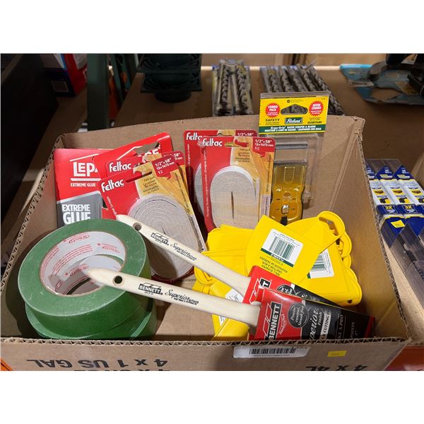 Bulk Lot Of  Painting Supplies with Brushes, Tape, and Tools