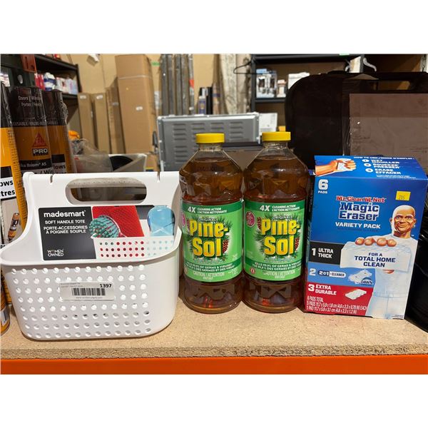 Bulk Lot Of Cleaning Supplies Bundle With Organizer Basket and Solution Bottles