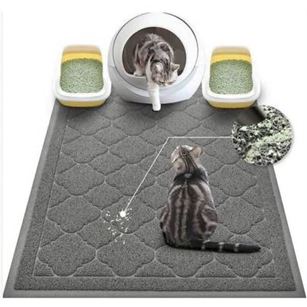 2 Cat Jumbo Litter Mats – Grey – Pattern may vary