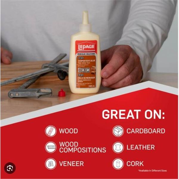 9 Bottles of LePage Pro Carpenter’s Glue, 150 mL Each