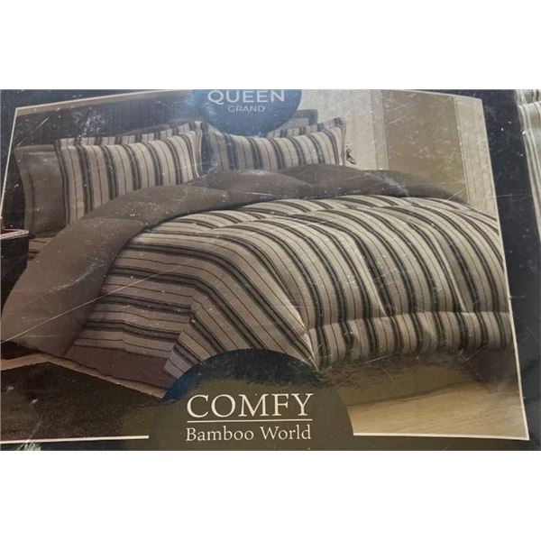 Comfy Bamboo Wood Queen Graham Comforter Set, 7 Pieces