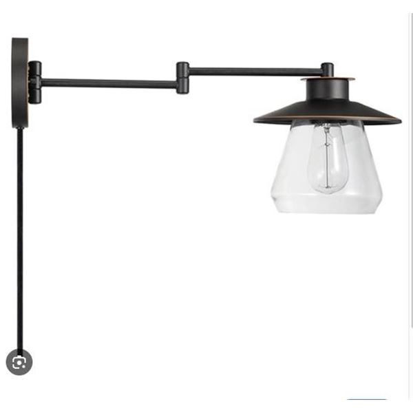 Globe Nate 2-in-1 Plug-In Wall Sconce with Oil-Rubbed Bronze Finish