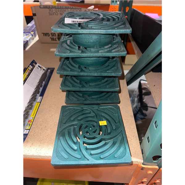 Lot of 6 Drain Hole Covers Green Plastic