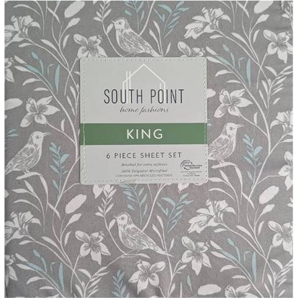 South Point 6-Piece King Size Sheet Set, 100 Percent Polyester Microfiber