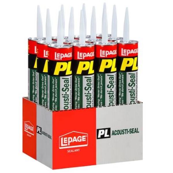 LePage PL Acousti-Seal 825 mL Vapour & Sound Barrier Sealant, Pack of 12