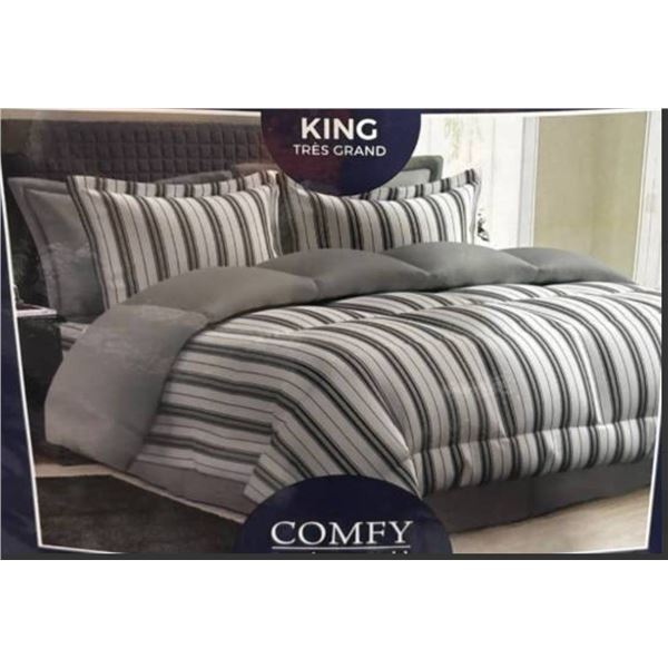 Comfy Bamboo World King-Size 7-Piece Comforter Set in Stripe Pattern (graham )