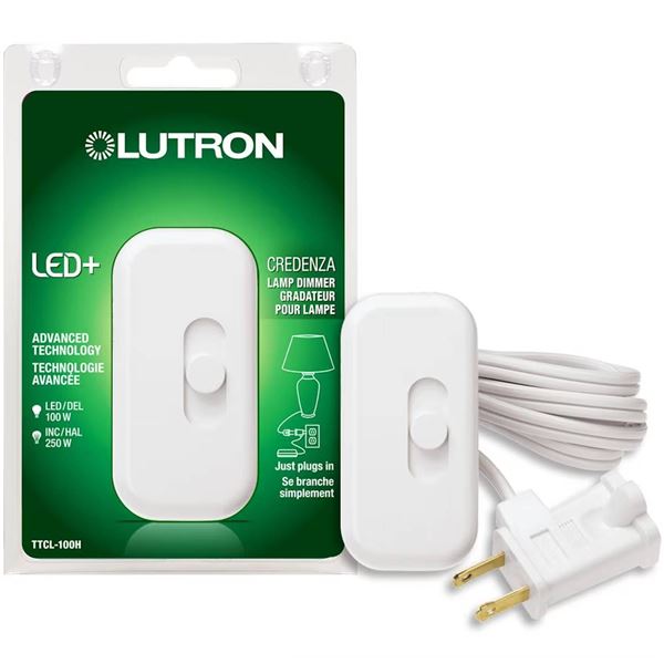 Lutron Credenza Single Pole Dimmable CFL & LED Lamp Dimmer, White