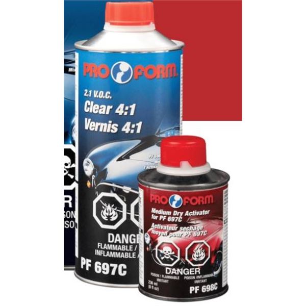 Pro Form PF697C Clearcoat 4:1, 946 ml and ProForm Medium Activator for PF 697C.