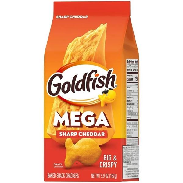 Goldfish Mega Bites Sharp Cheddar, 12 x 167g Units