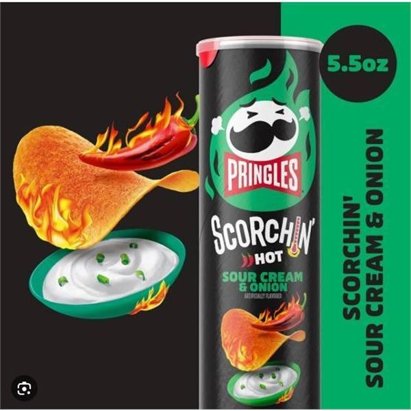 Pringles Scorchin’ Hot Sour Cream and Onion, 14 Cans, 156g Each