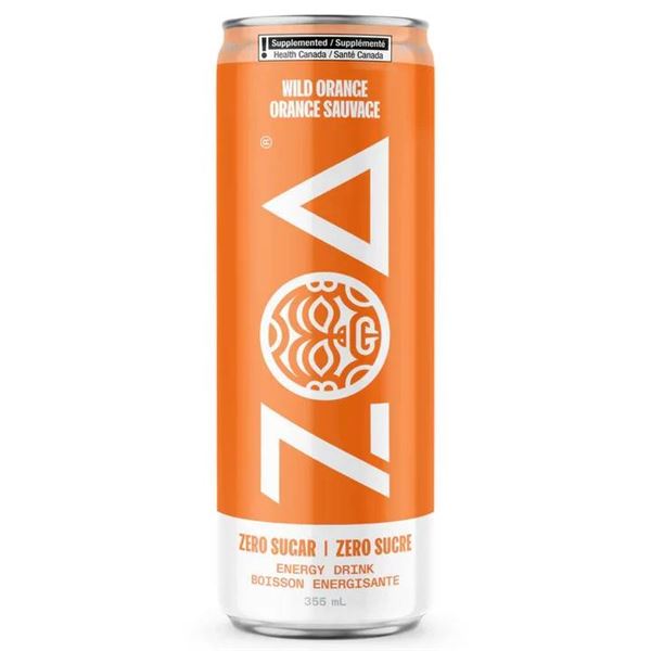 Zoa Wild Orange Sugar Free Energy Drink, 12 Cans, 355 mL Each
