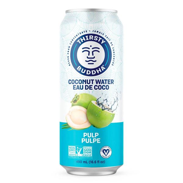 THIRSTY BUDDHA – All Natural Coconut Water With Pulp, 12 x 490 ml