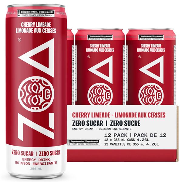 ZOA Energy Drink Cherry Limeade 12 Pack – 16 oz Cans