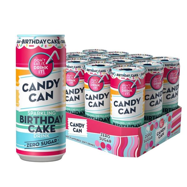 Candy Can Birthday Cake Zero Sugar Sparkling Water Pack