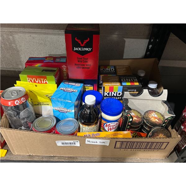 Box Lot of Assorted Food and Beverage Items Lot