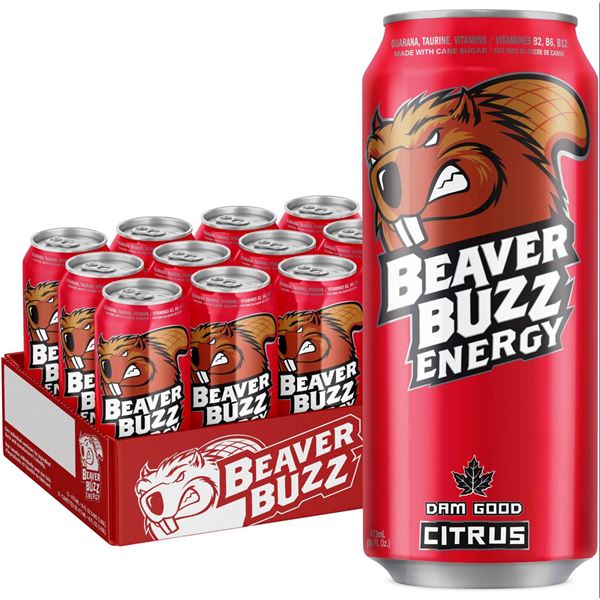 Beaver Buzz Energy Citrus 473ml, Set of 11