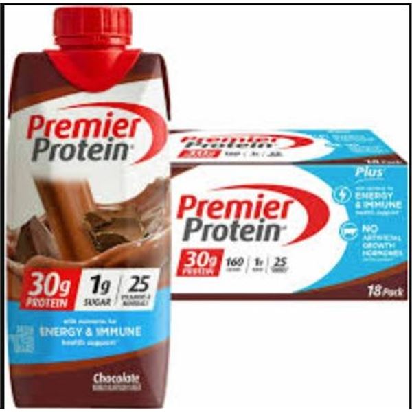 Premier Protein Shake Chocolate, 18 Pack, 30g Protein Per Serving
