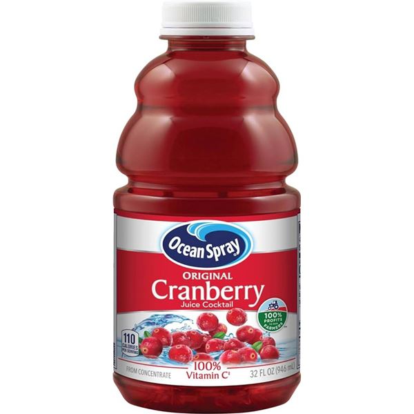 Ocean Spray Cranberry Juice 946mL Bottles, Quantity 12