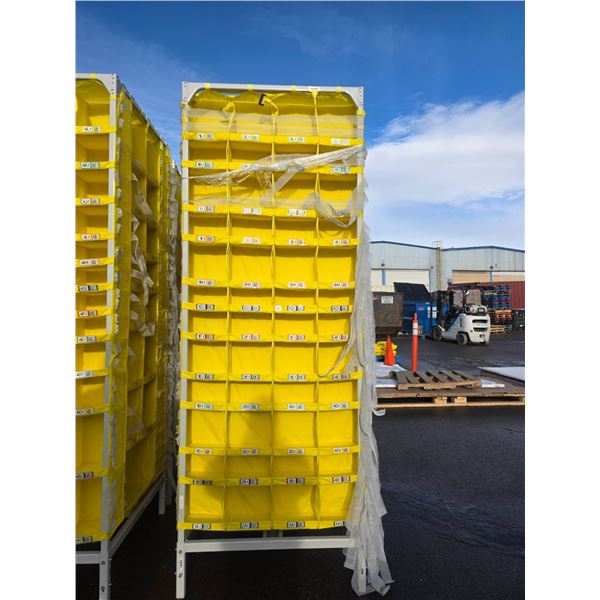Yellow Fabric on Metal Frame Rolling Sorter – Aprox 8’x4’x4′