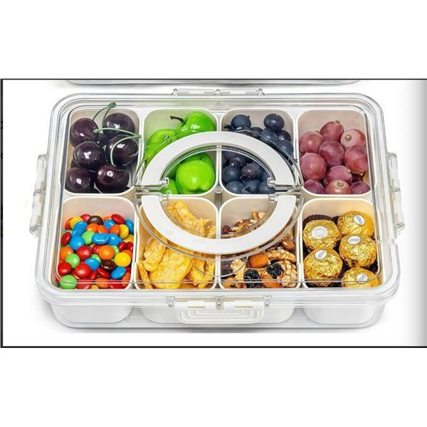 Clear Airtight Snack Container with 8 Dividers and Lid Lock