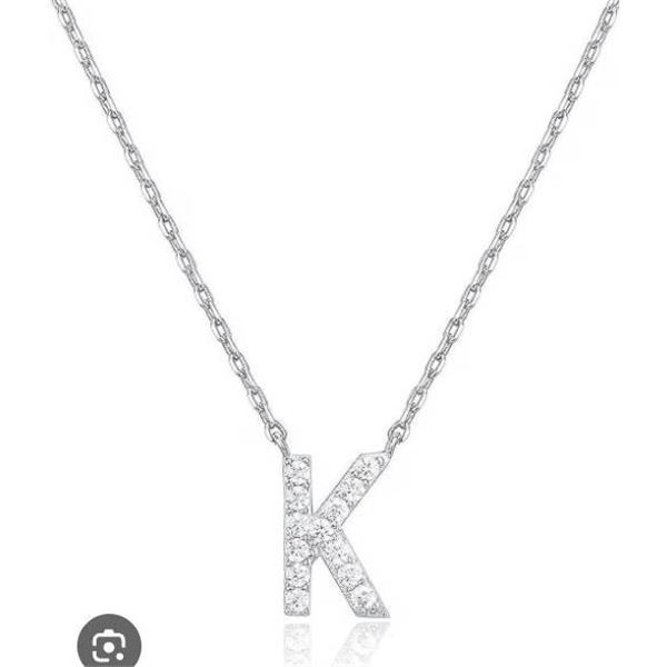 PAVOI 14K White Gold Plated Cubic Zirconia Necklace with ‘K’ Pendant