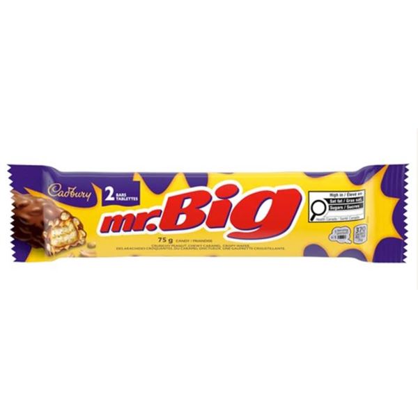 Lot of 12 Cadbury Mr. Big Candy Bar Chocolatey King Size 75 g