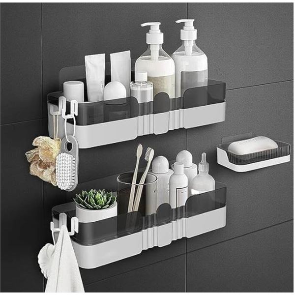WeshyiGo 2-Pack Shower Caddy, Separable Shower Organizer with Soap Dish and Hooks, No Drilling Doubl