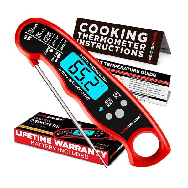 Alpha Grillers Instant Read Digital Meat Thermometer With Backlit Display